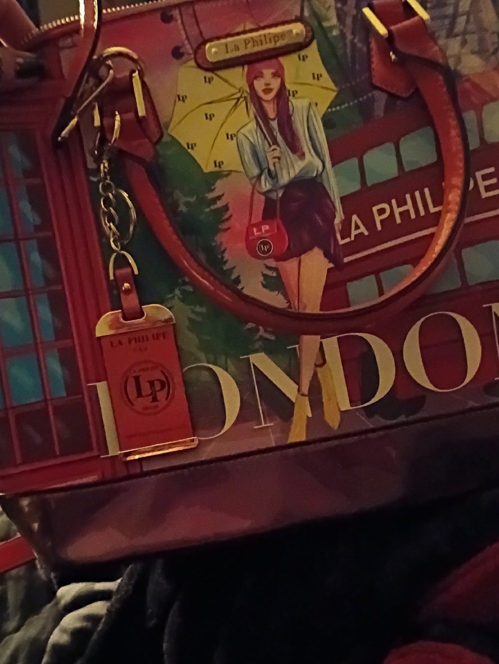 London Print Red Tote Bag
